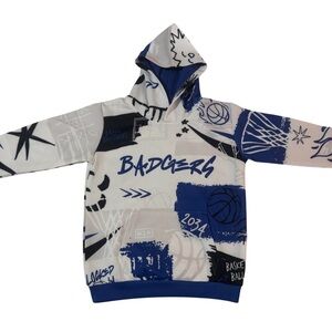 child of mine White and Blue Badgers Graphic Hoodie